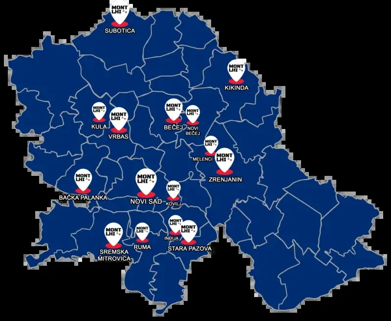 Mapa lokacija - Reference za održavanje zgrada i liftova u Novom Sadu